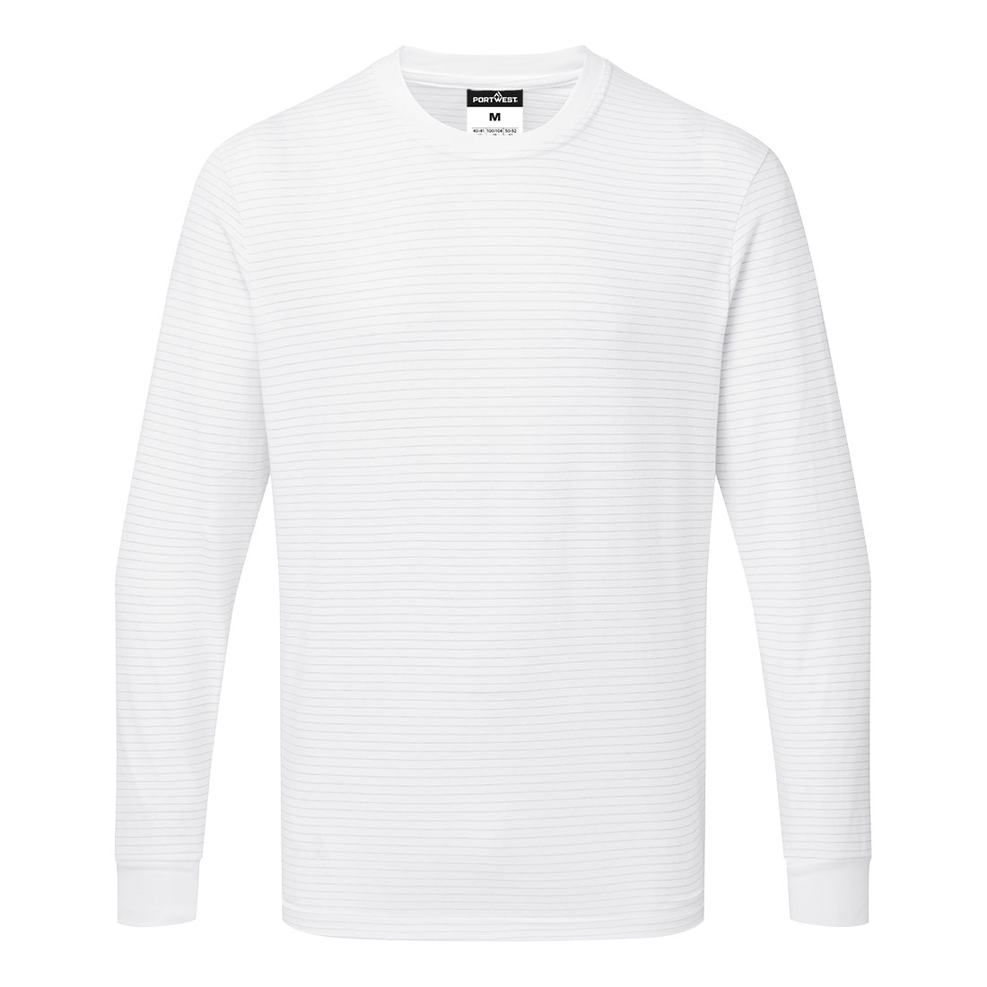 Portwest Anti-Static ESD T-Shirt L/S in Weiß – Vorderansicht