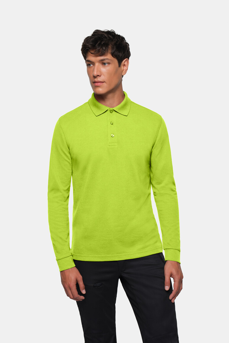 HAKRO 815 Longsleeve-Poloshirt MIKRALINAR® in Kiwi – Modellansicht