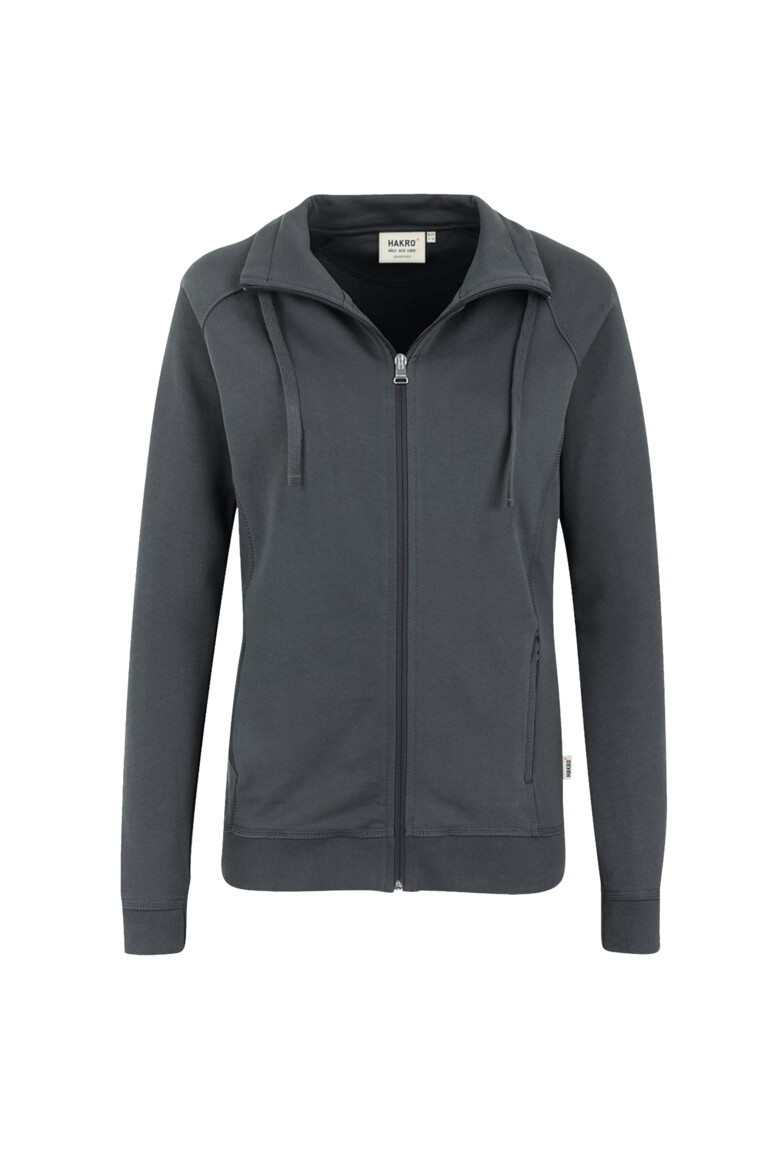 HAKRO 406 Damen Sweatjacke Premium in Anthrazit – Vorderansicht