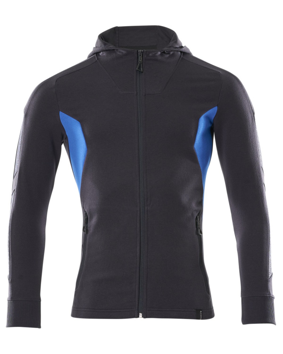 MASCOT Accelerate Kapuzenpullover mit Reißverschluss in Schwarzblau/Azurblau – Vorderansicht