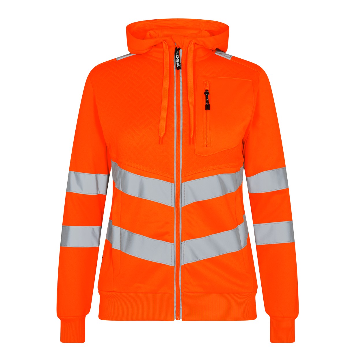 ENGEL Safety 8027-241 Damen Sweatcardigan in Hi-Vis Orange – Vorderansicht