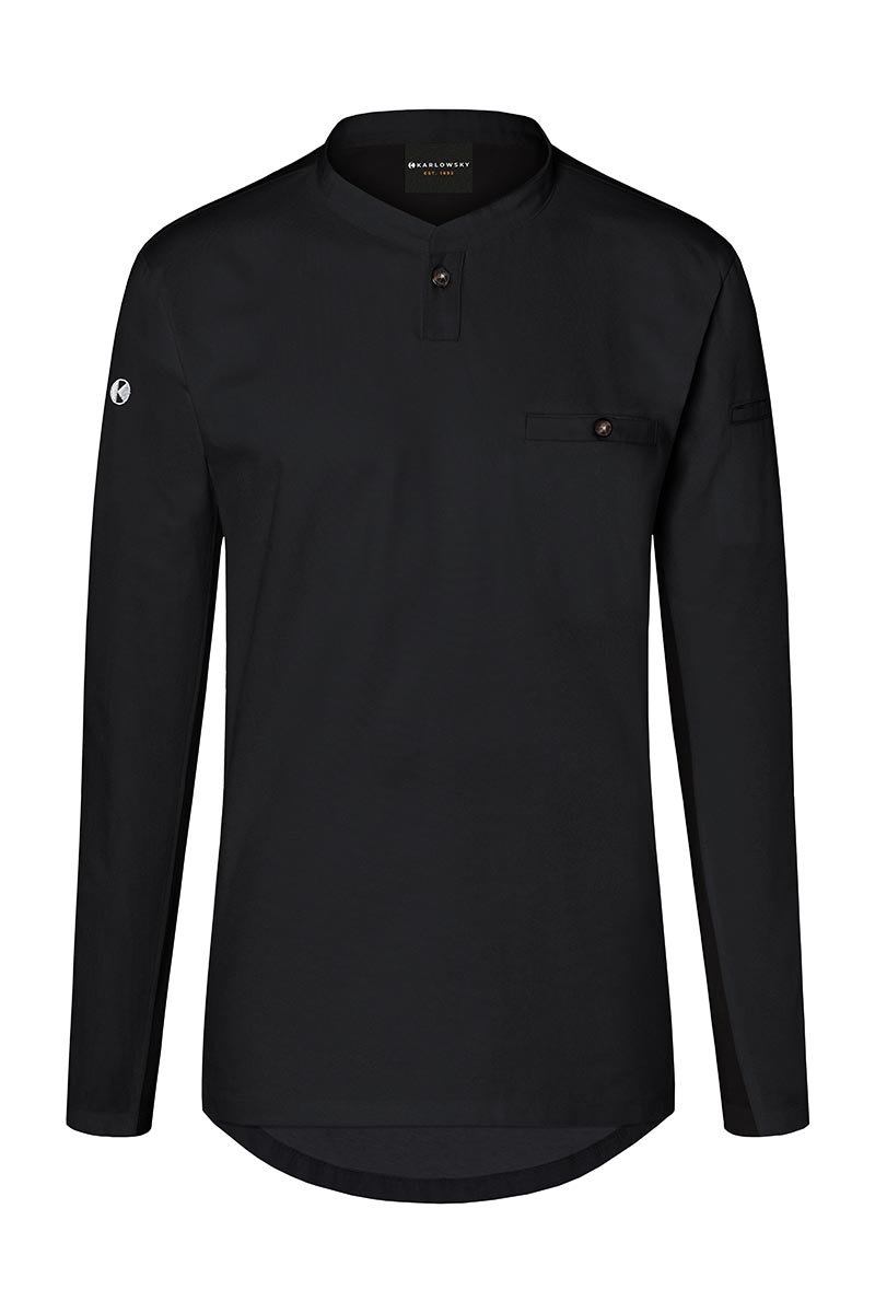 Karlowsky Langarm Arbeitsshirt Performance in Schwarz – Vorderansicht