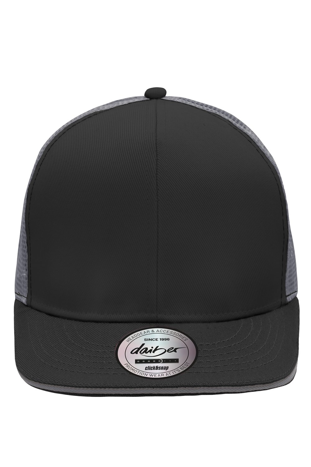 Daiber Pro Cap Mesh 6 Panel in Black/Charcoal – Vorderansicht