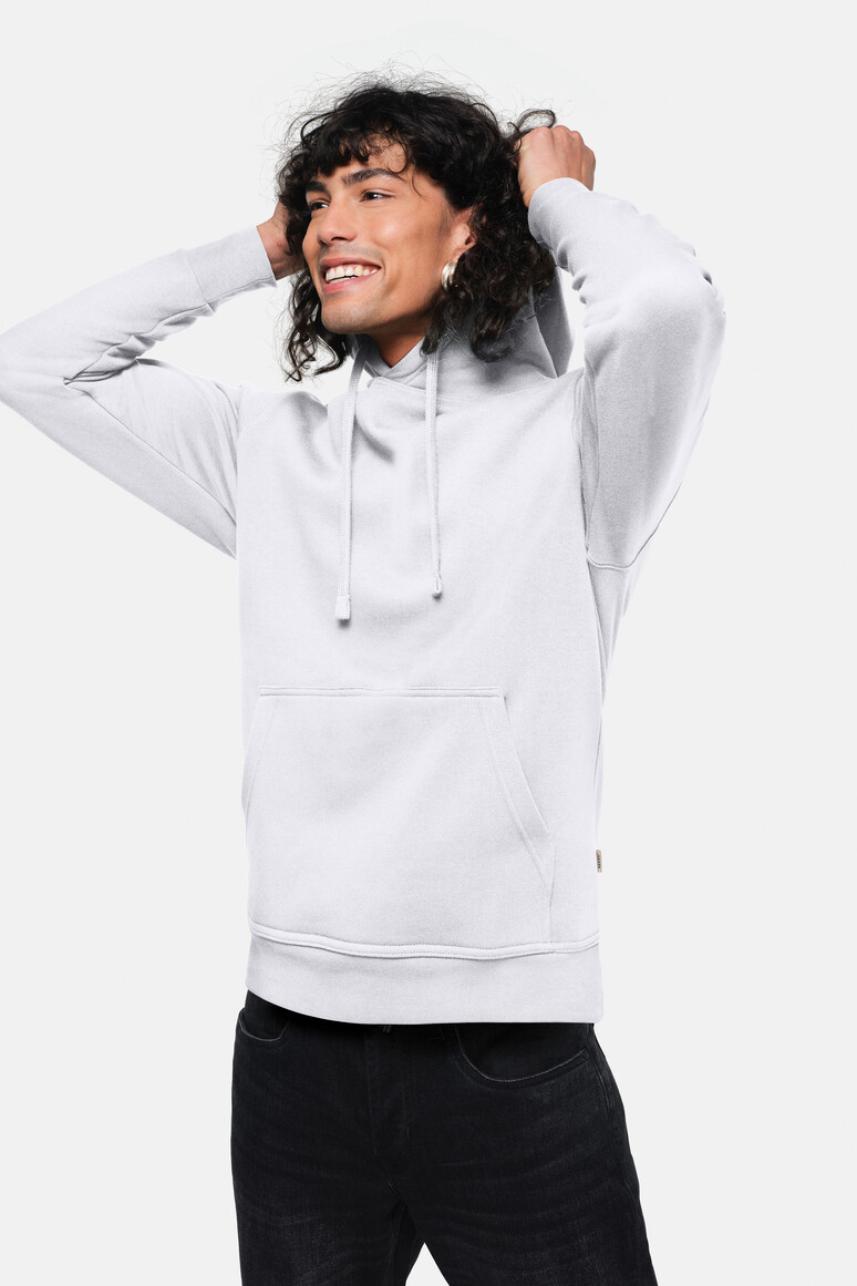 HAKRO 601 Kapuzen-Sweatshirt Premium in Weiß – Modellansicht