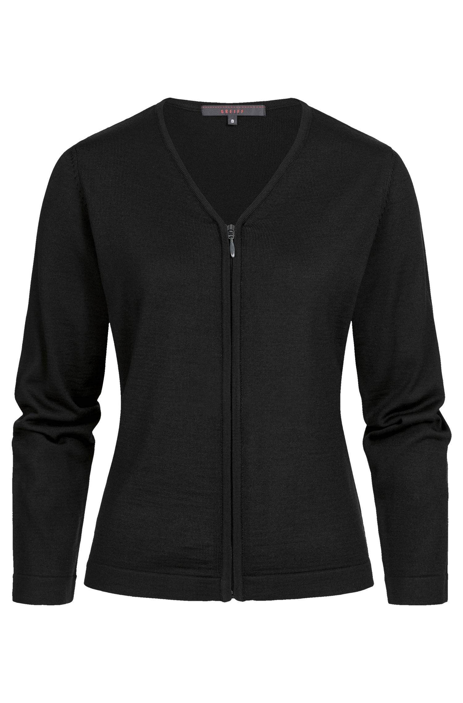 Greiff Damen-Strickjacke RF in Schwarz – Vorderansicht