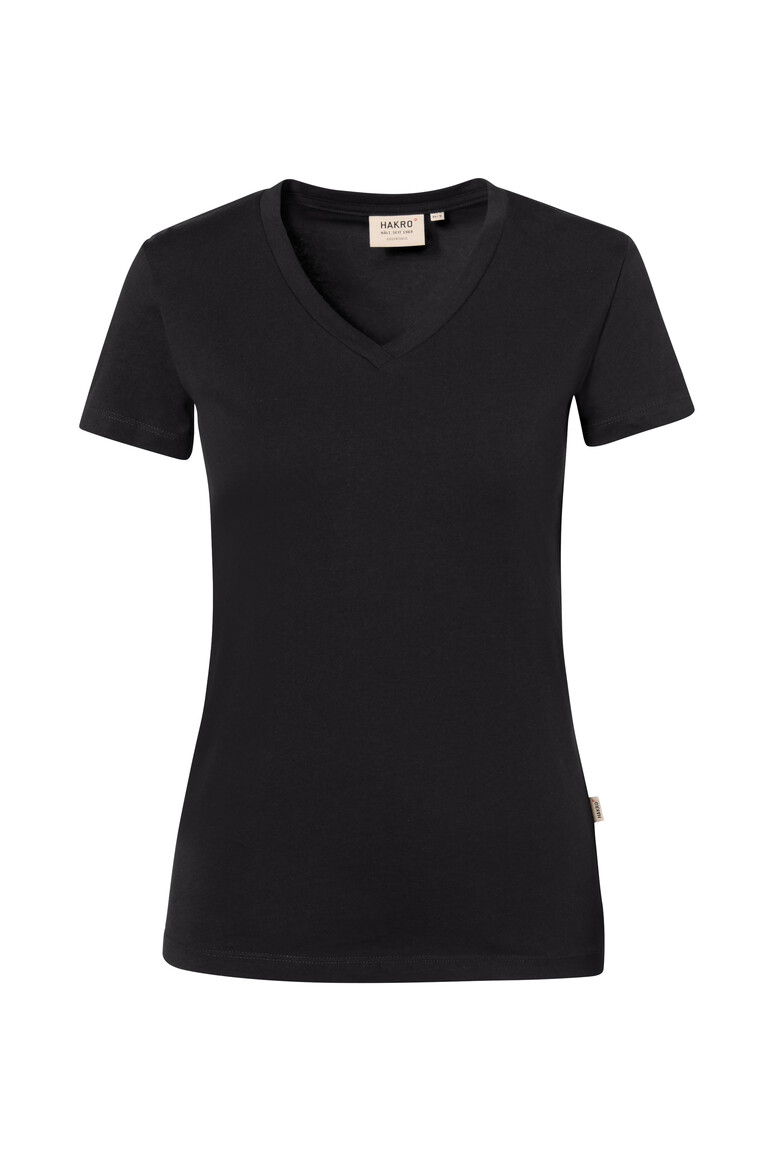 HAKRO 172 Damen V-Shirt Stretch in Schwarz – Vorderansicht