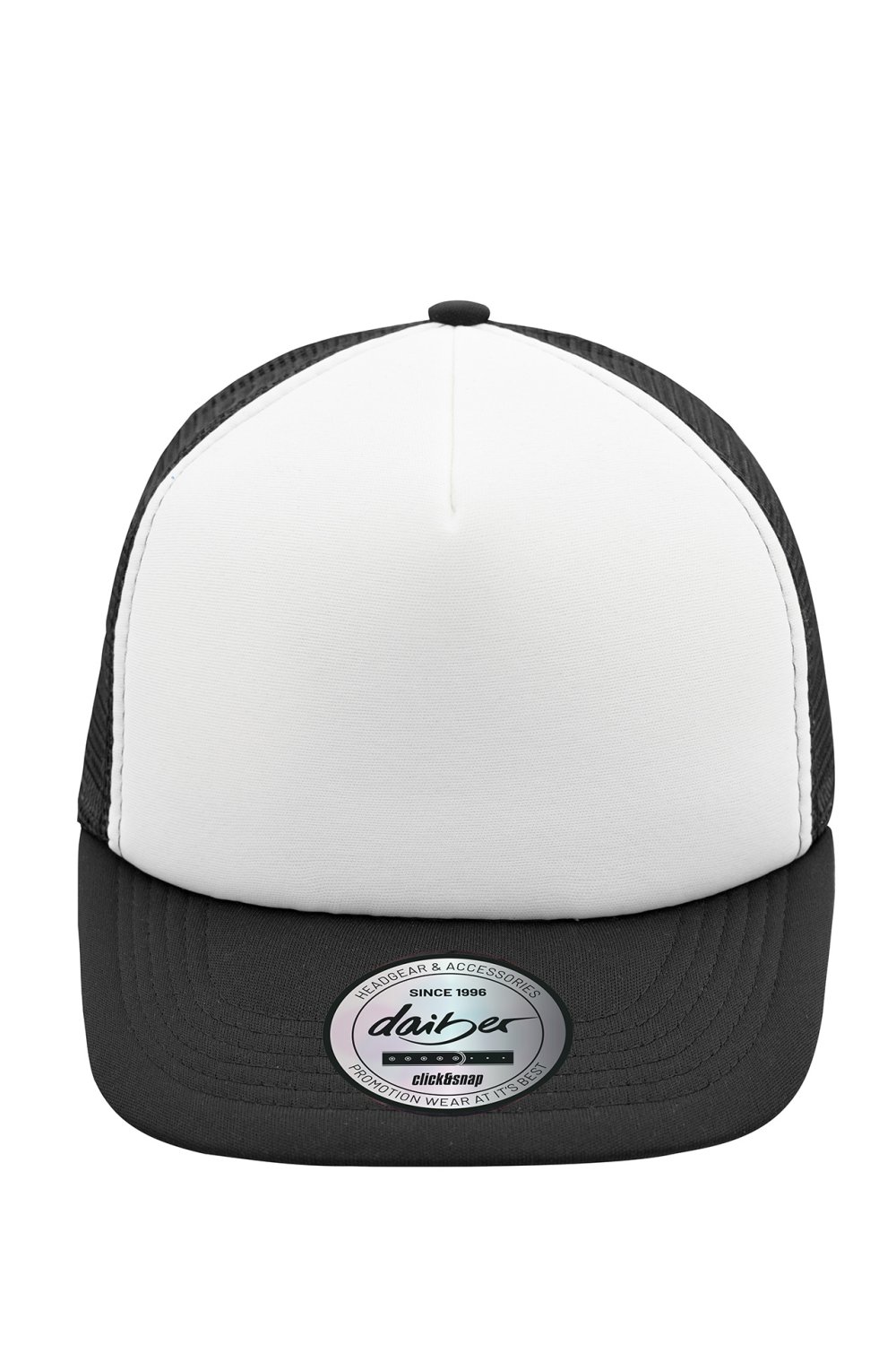 Daiber 5 Panel Flat Peak Cap in White/Black – Vorderansicht