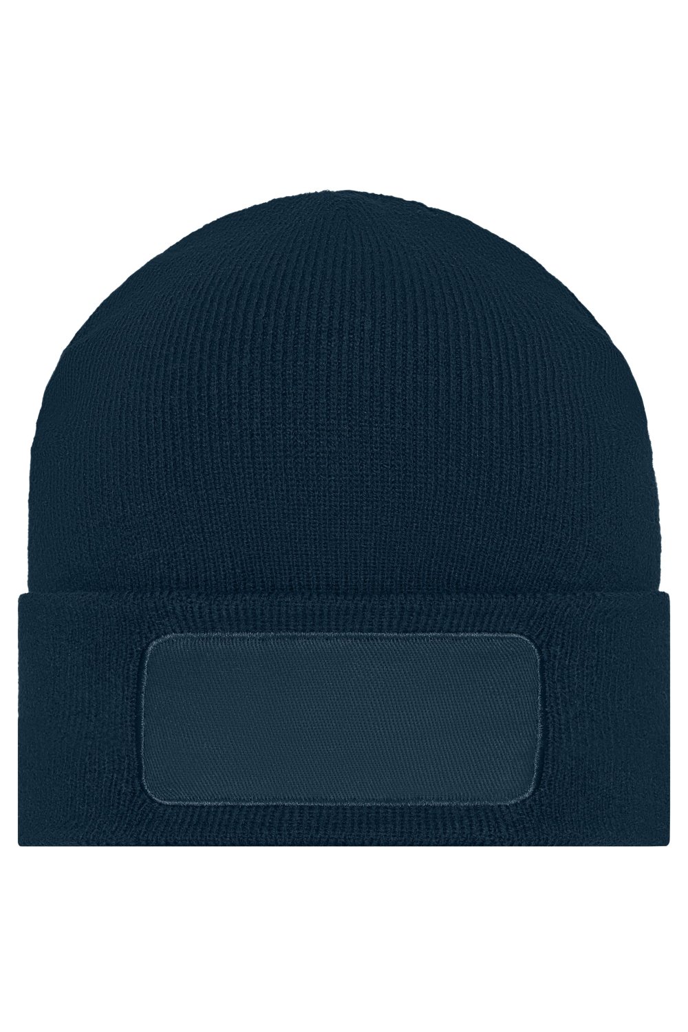 Daiber Knitted Beanie with Patch (10cm x 5cm) in Navy – Vorderansicht