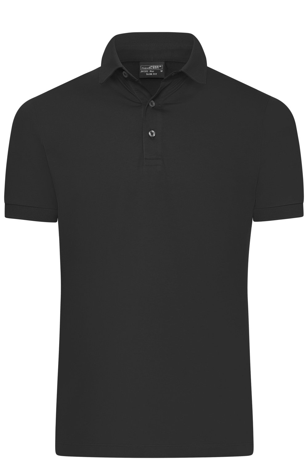 Daiber Men's Mercerised Polo Slim Fit in Black – Vorderansicht