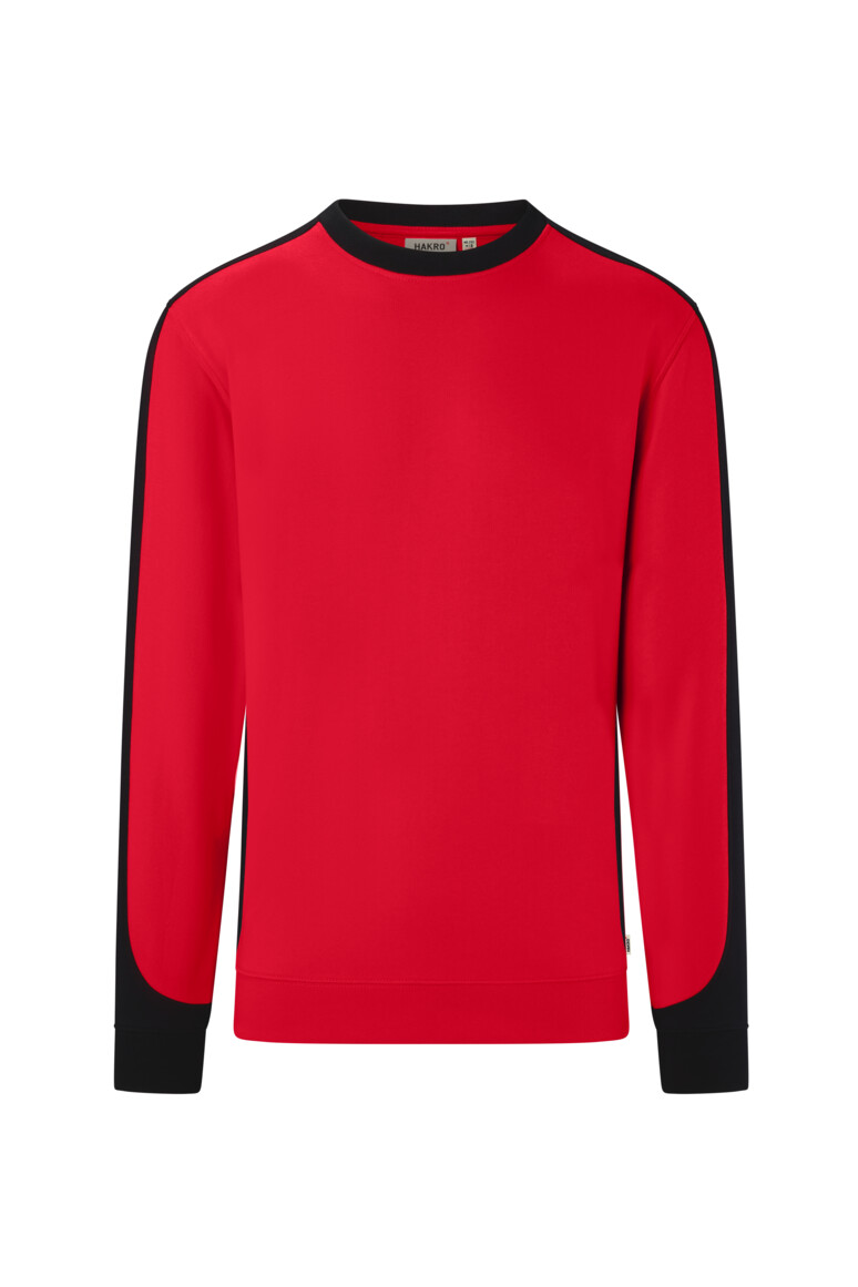HAKRO 549 Sweatshirt Contrast MIKRALINAR® ECO in Rot/Schwarz – Vorderansicht