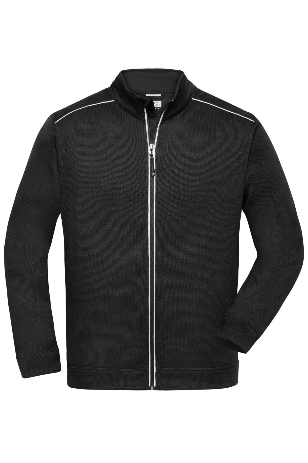 Daiber Men's Knitted Workwear Fleece Jacket - SOLID - in Black/Black – Vorderansicht