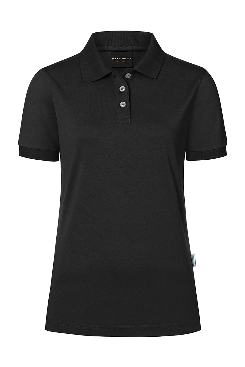 Karlowsky Damen Workwear Poloshirt Modern-Flair in Schwarz – Vorderansicht