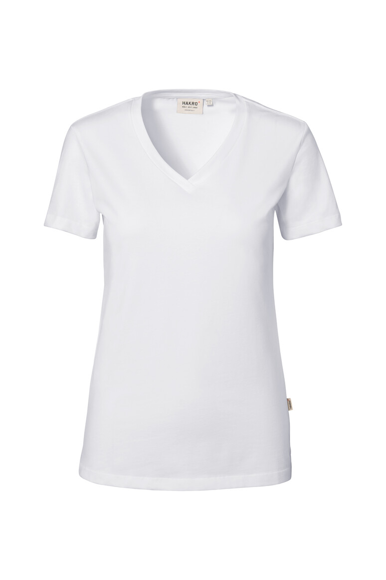 HAKRO 172 Damen V-Shirt Stretch in Weiß – Vorderansicht