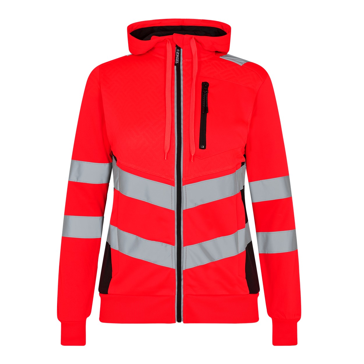 ENGEL Safety 8027-241 Damen Sweatcardigan in Rot/Schwarz – Vorderansicht