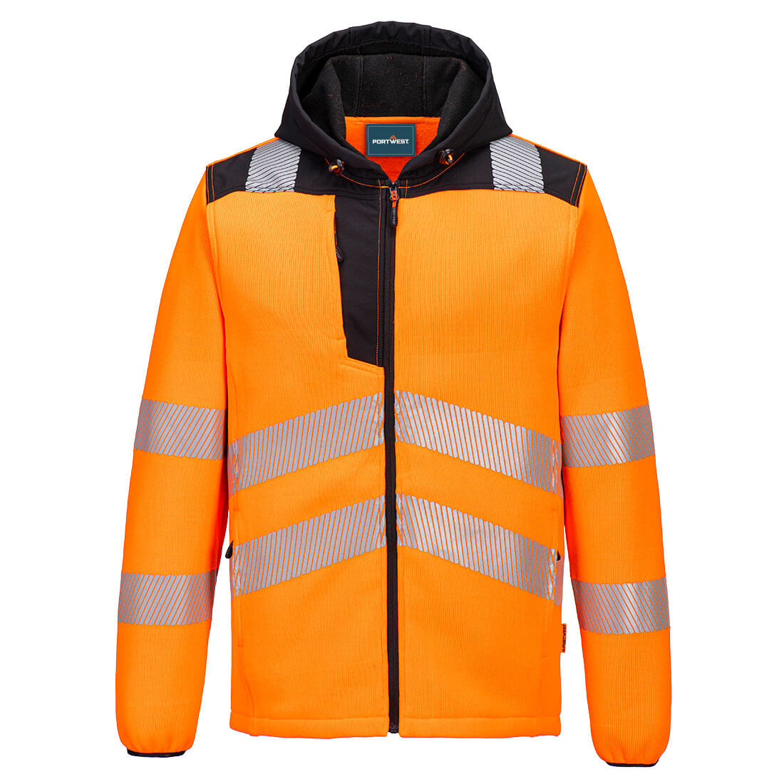 Portwest PW3 Hi-Vis Technical Fleece in Orange/Schwarz – Vorderansicht