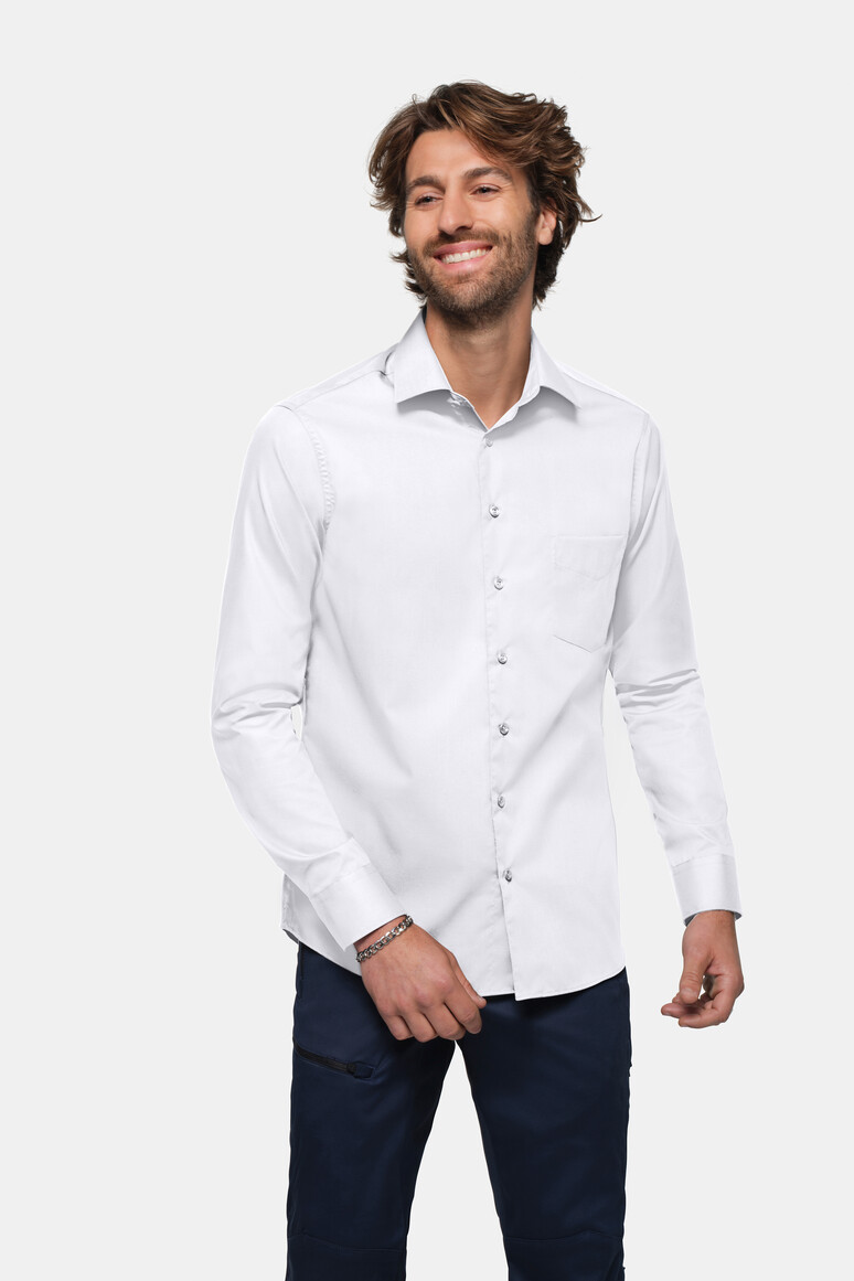 HAKRO 123 Hemd MIKRALINAR® Comfort in Weiß – Modellansicht