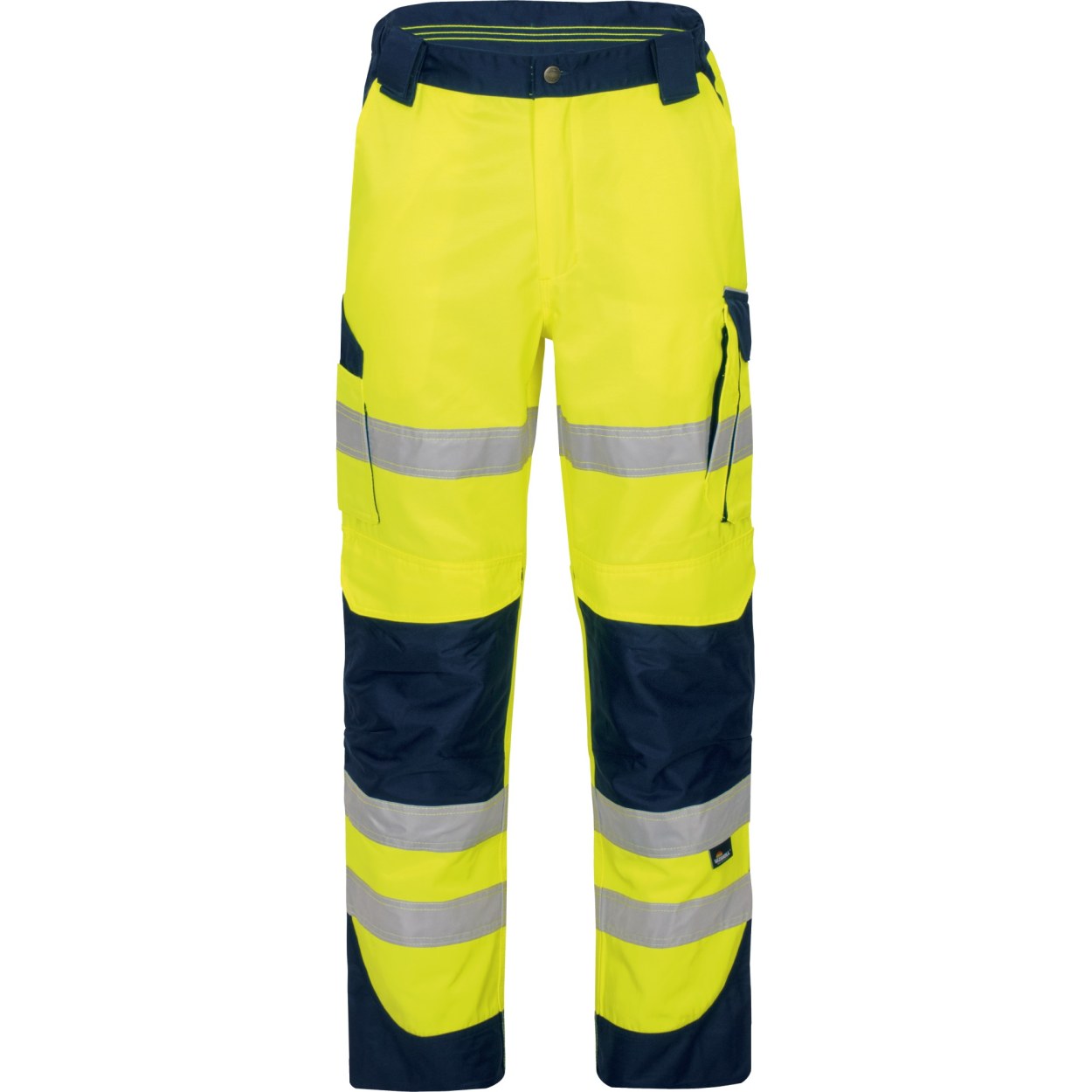 Vizwell Warnschutz-Bundhose Signal VWTC113 in Leuchtgelb-Marine – Vorderansicht