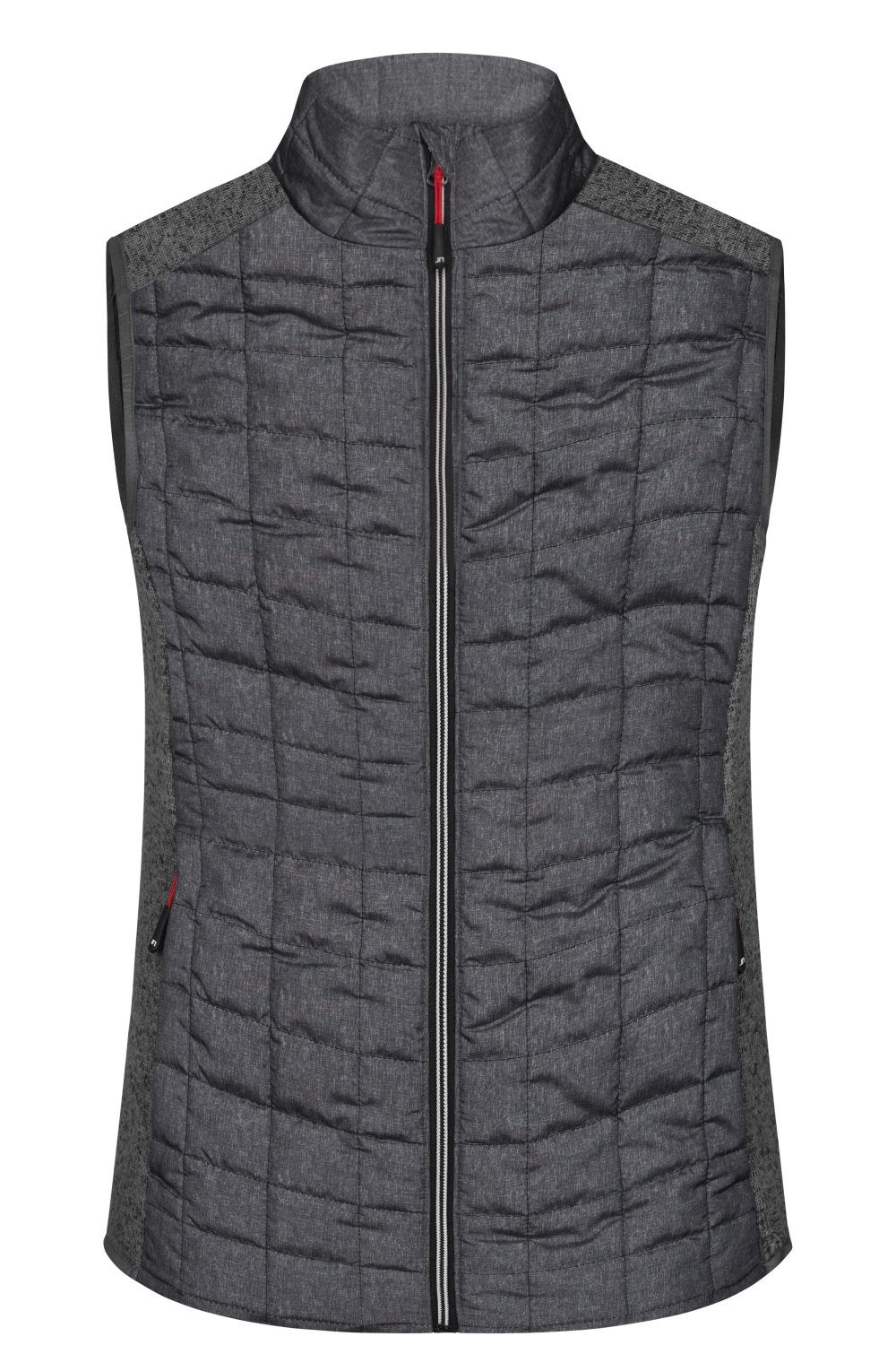 Daiber Ladies' Knitted Hybrid Vest in Grey-Melange/Anthracite-Melange – Vorderansicht