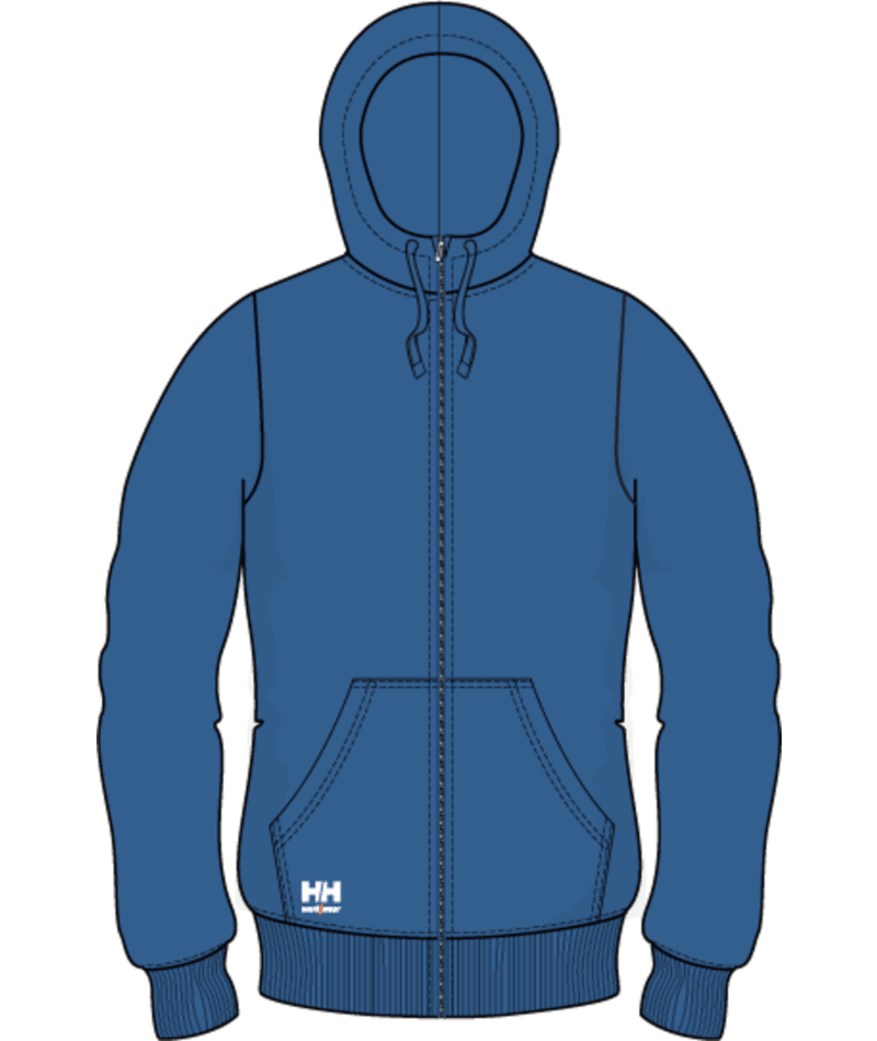 Helly Hansen Workwear CLASSIC 2.0 ZIP HOODIE in Stein Blau – Vorderansicht
