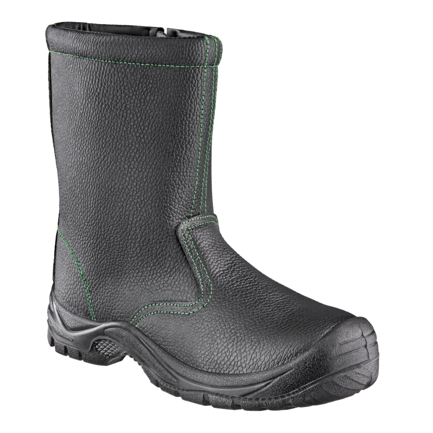teXXor® S3-Winterreißverschlussstiefel ZIPPER in Schwarz/Grün – Vorderansicht