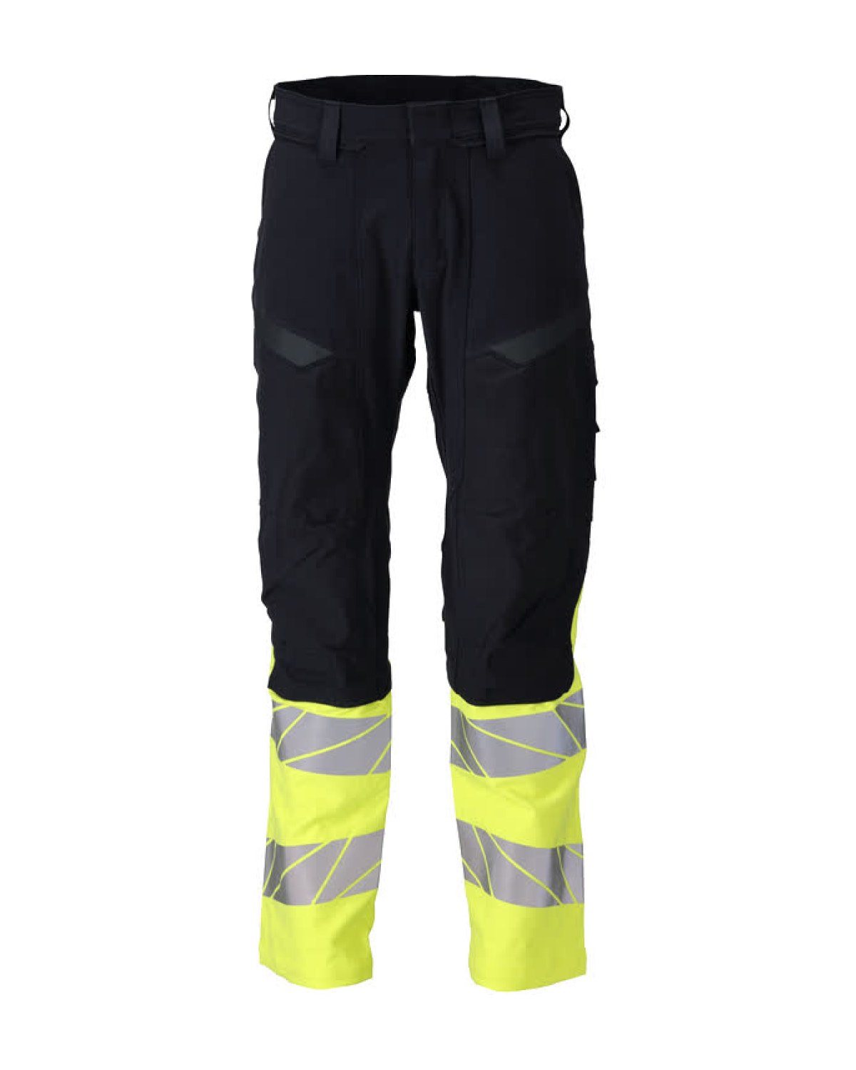 MASCOT Accelerate Multisafe Hose mit Knietaschen in Schwarzblau/Hi-Vis Gelb – Vorderansicht