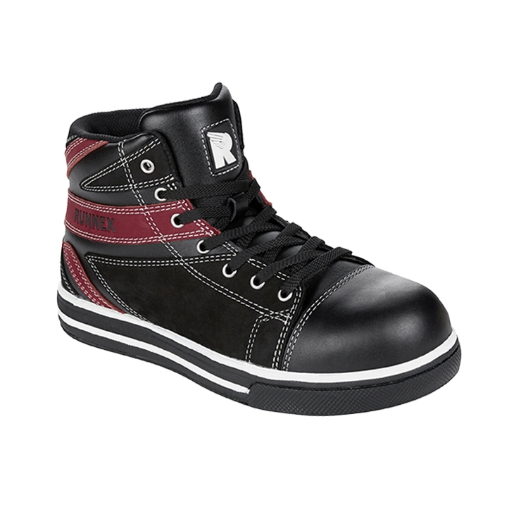 RUNNEX® S3-Sicherheitsschnürstiefel SportStar in Schwarz/Rot – Vorderansicht
