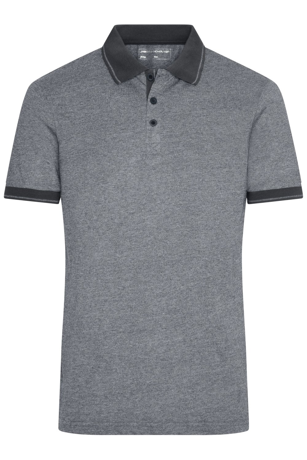 Daiber Men's Heather Polo in Black-Melange/Black – Vorderansicht