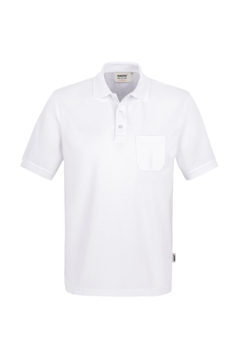 HAKRO 812 Pocket-Poloshirt MIKRALINAR® in Weiß – Vorderansicht