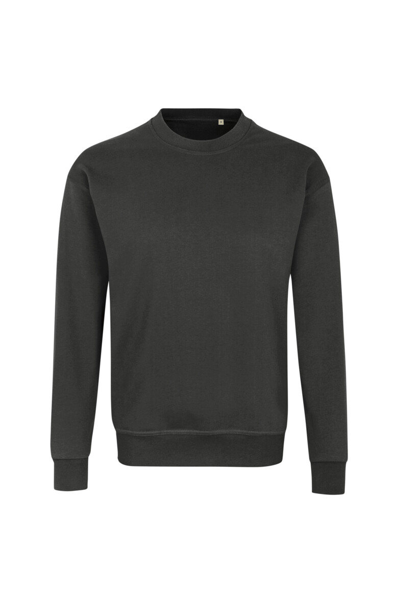 HAKRO 567 Label-Free Sweatshirt Heavy MIKRALINAR® ECO in Karbongrau – Vorderansicht