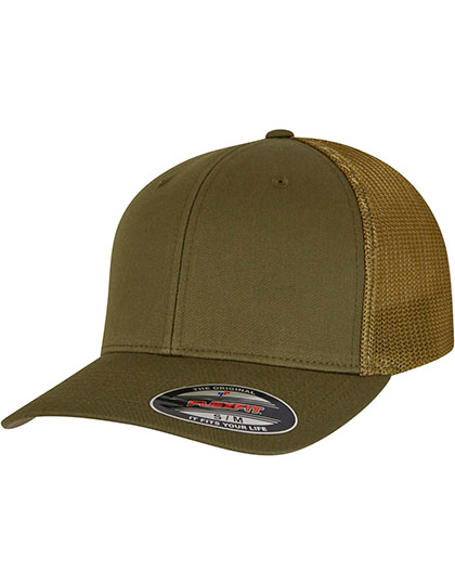 Flexfit Mesh Trucker Cap in Mossgreen – Vorderansicht
