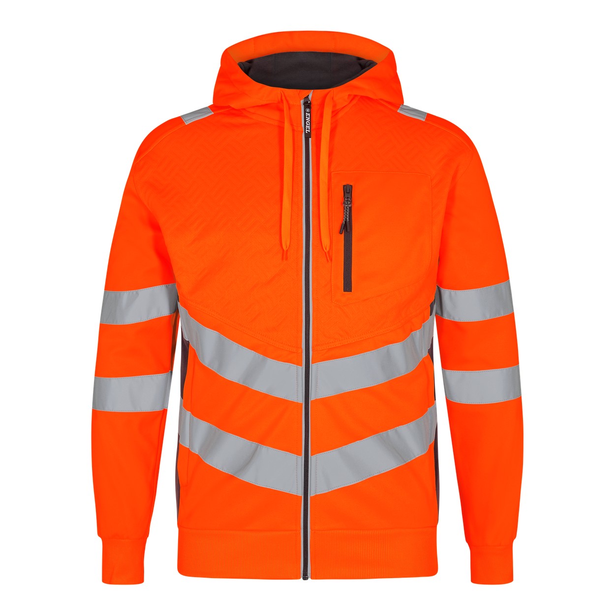 ENGEL Safety 8025-241 Sweatcardigan in Orange/Anthrazit Grau – Vorderansicht