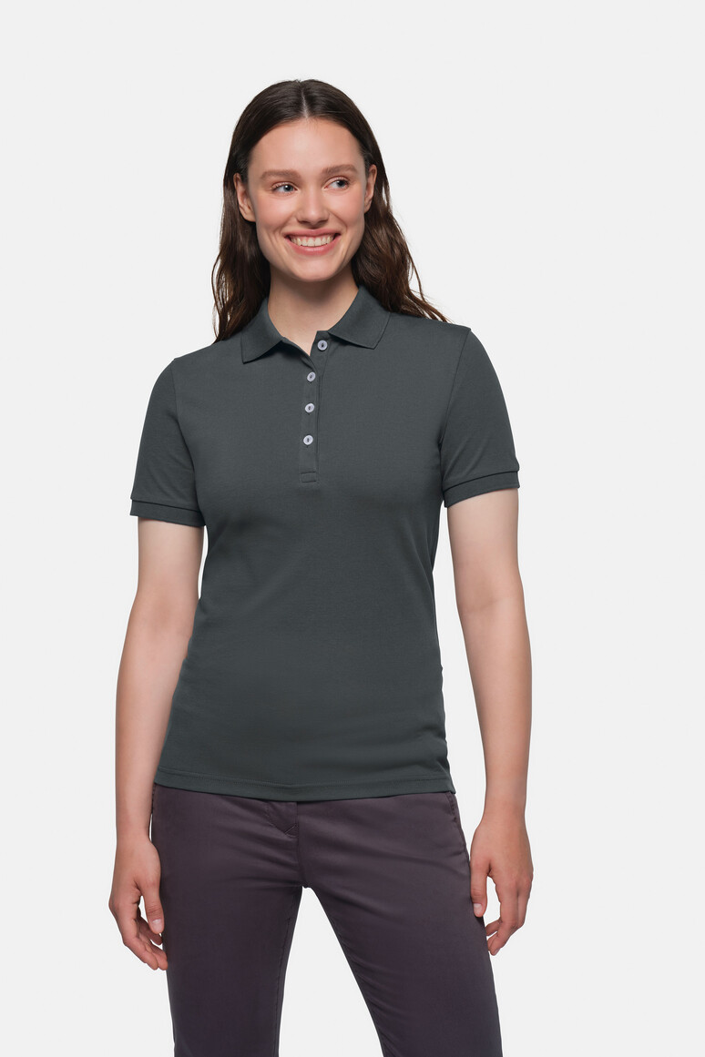 HAKRO 222 Damen Poloshirt Stretch in Anthrazit – Modellansicht