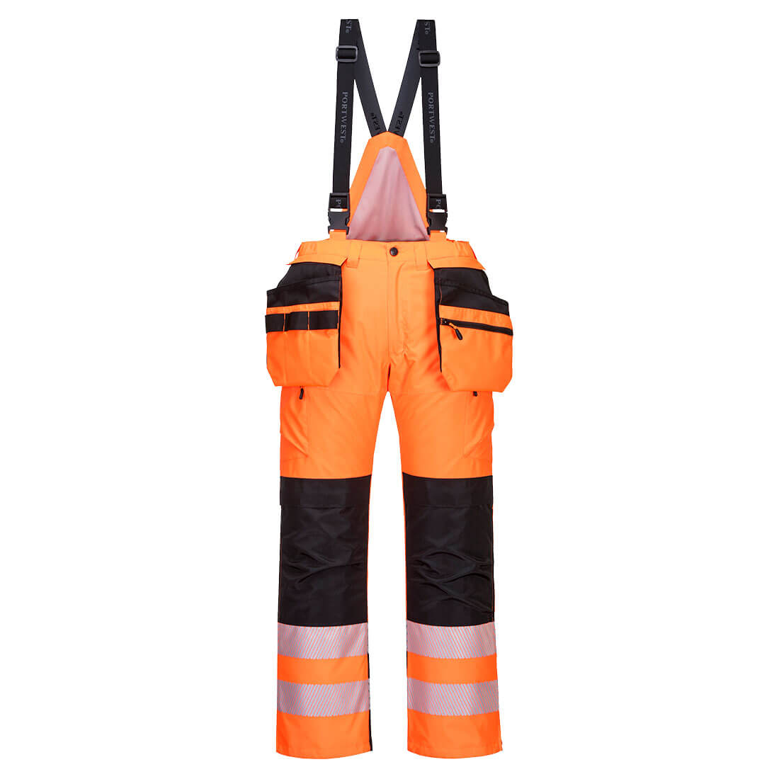 Portwest PW3 Hi-Vis Winter Trousers in Orange/Schwarz – Vorderansicht