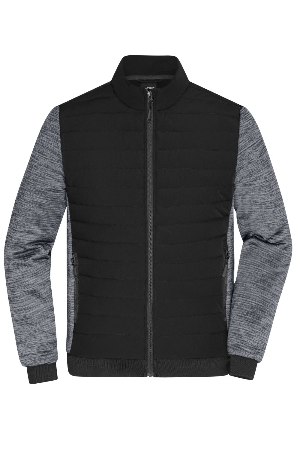 Daiber Men's Padded Hybrid Jacket in Black/Carbon-Melange – Vorderansicht