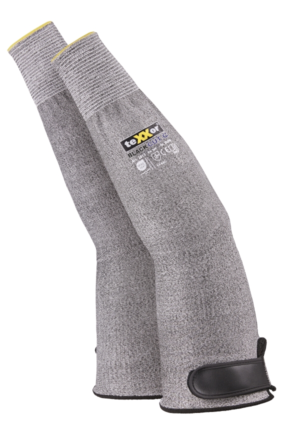 teXXor®  Schnittschutz-Armstulpe BLACK CUT®C in Grau-Meliert – Vorderansicht