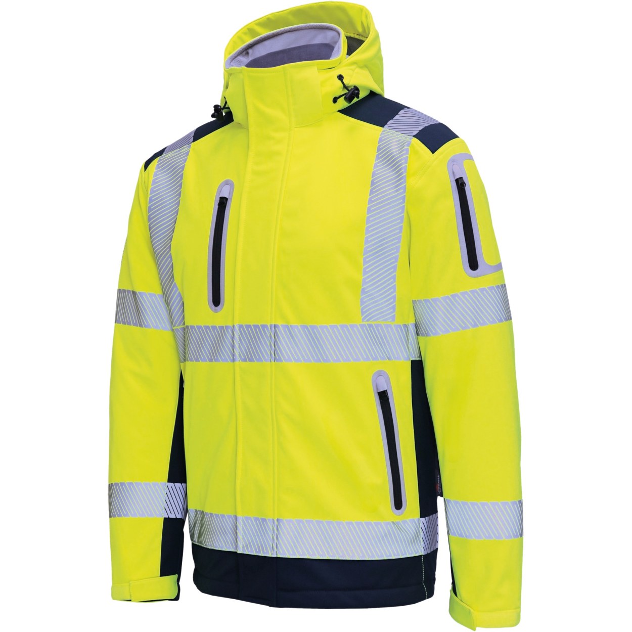 Vizwell Warnschutz-Winter-Softshelljacke 3 in 1 VW177D in Leuchtgelb-Marine – Vorderansicht