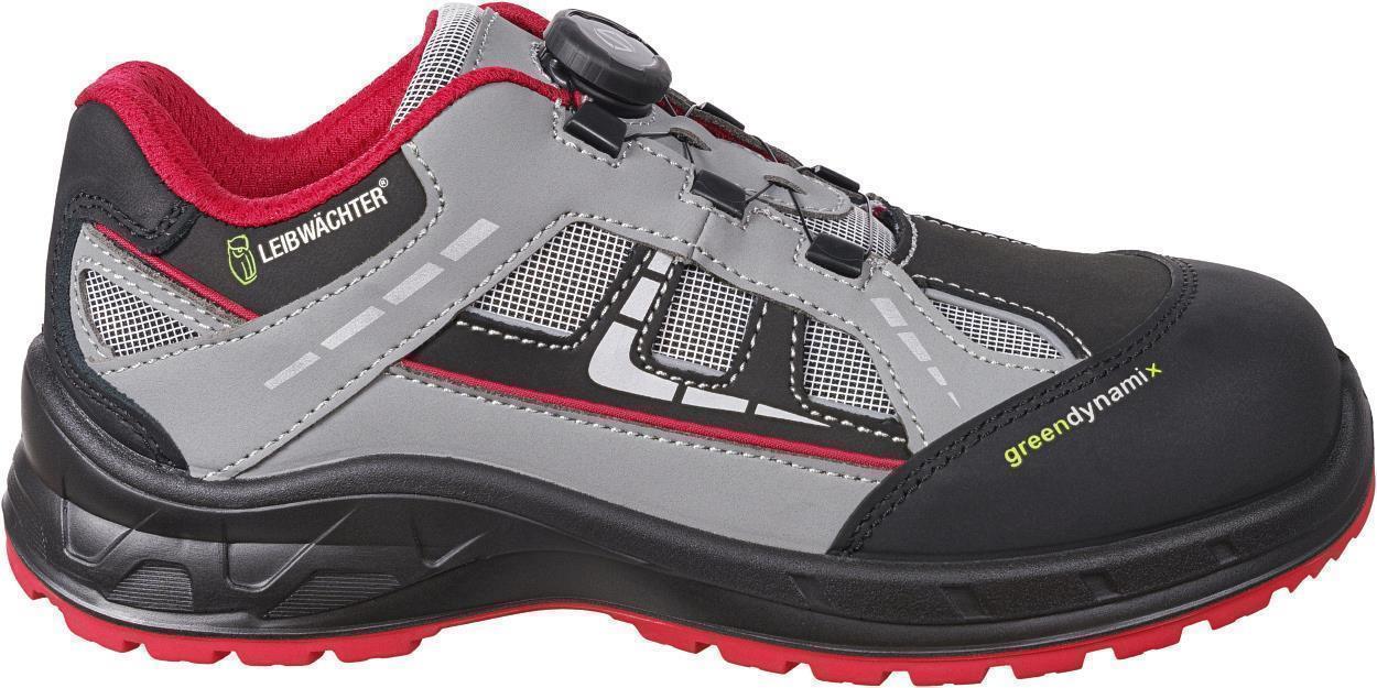 Leibwächter Halbschuh S1 L1285 Dublin in Grau/Schwarz/Rot – Vorderansicht