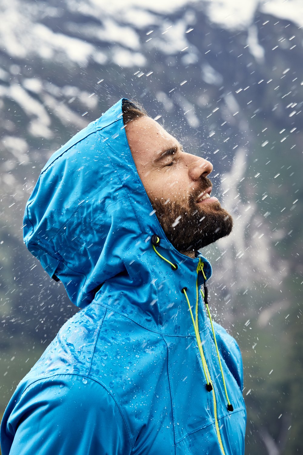 Daiber Men's Outdoor Jacket in Aqua/Acid-Yellow – Modellansicht