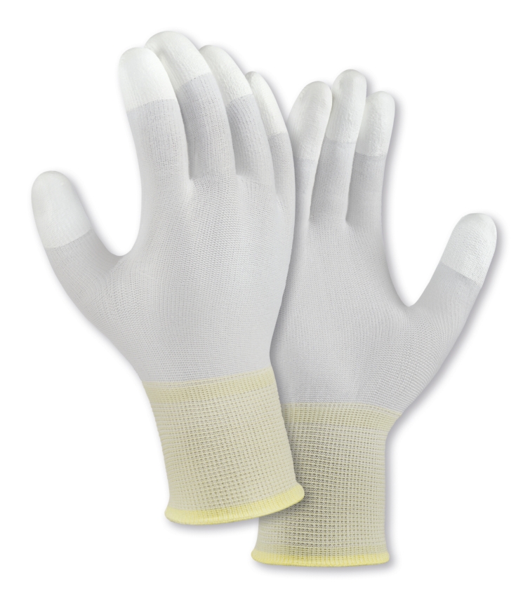 teXXor® Nylon-Strickhandschuhe POLYURETHAN BESCHICHTET in Weiß – Detailansicht