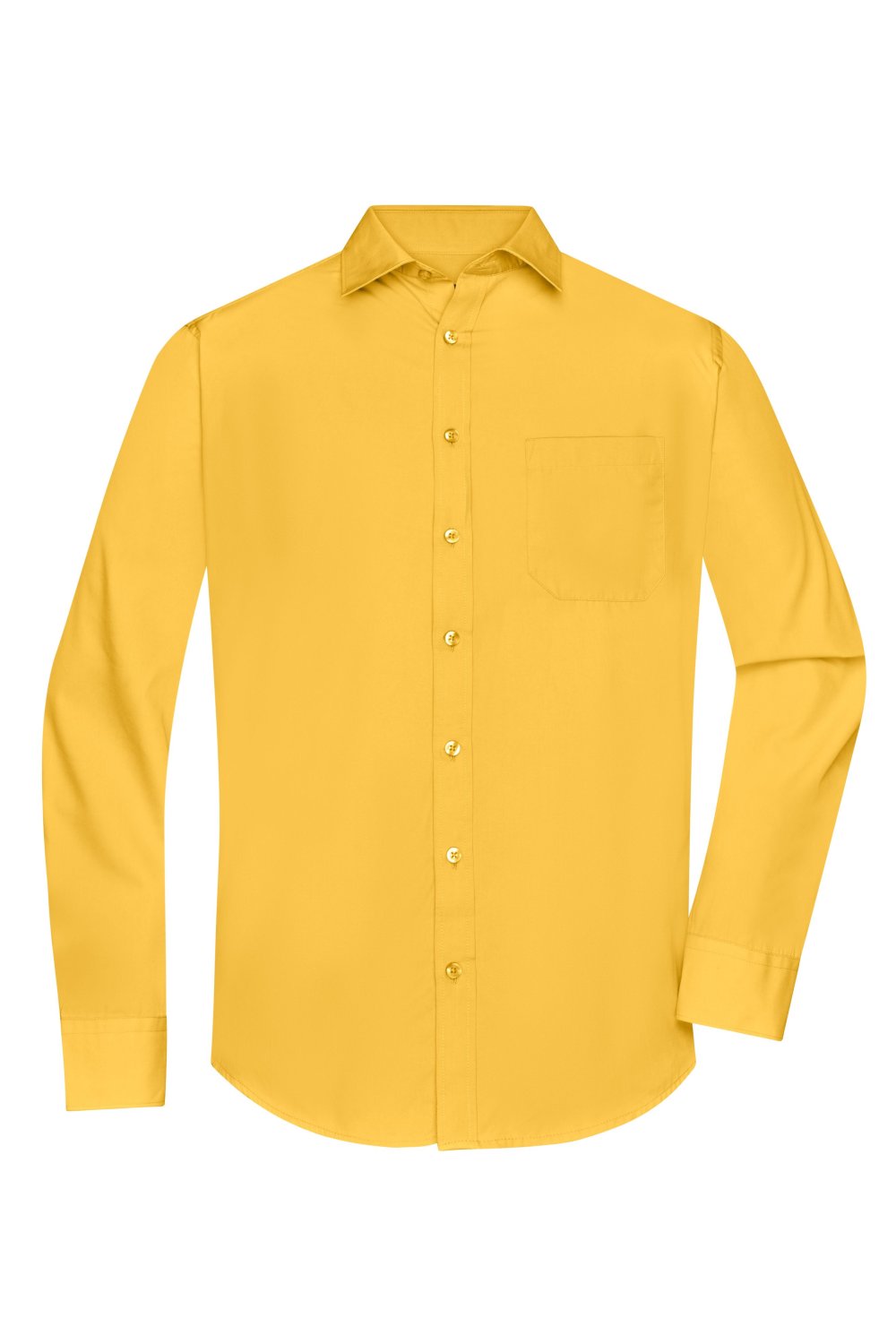 Daiber Men's Shirt Long-Sleeved Poplin in Yellow – Vorderansicht