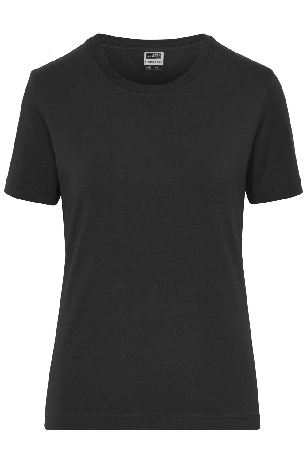 Daiber Ladies' ORGANIC Stretch-T Work - SOLID - OCS Blended in Black – Vorderansicht