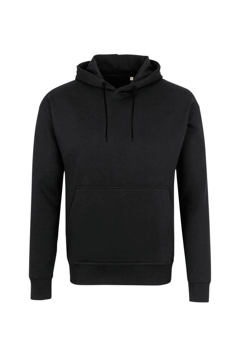 HAKRO 568 Label-Free Kapuzen-Sweat Heavy MIKRALINAR® ECO in Schwarz – Vorderansicht