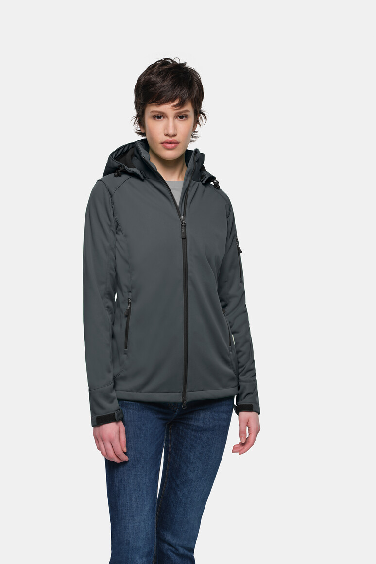 HAKRO 248 Damen Softshelljacke in Anthrazit – Modellansicht