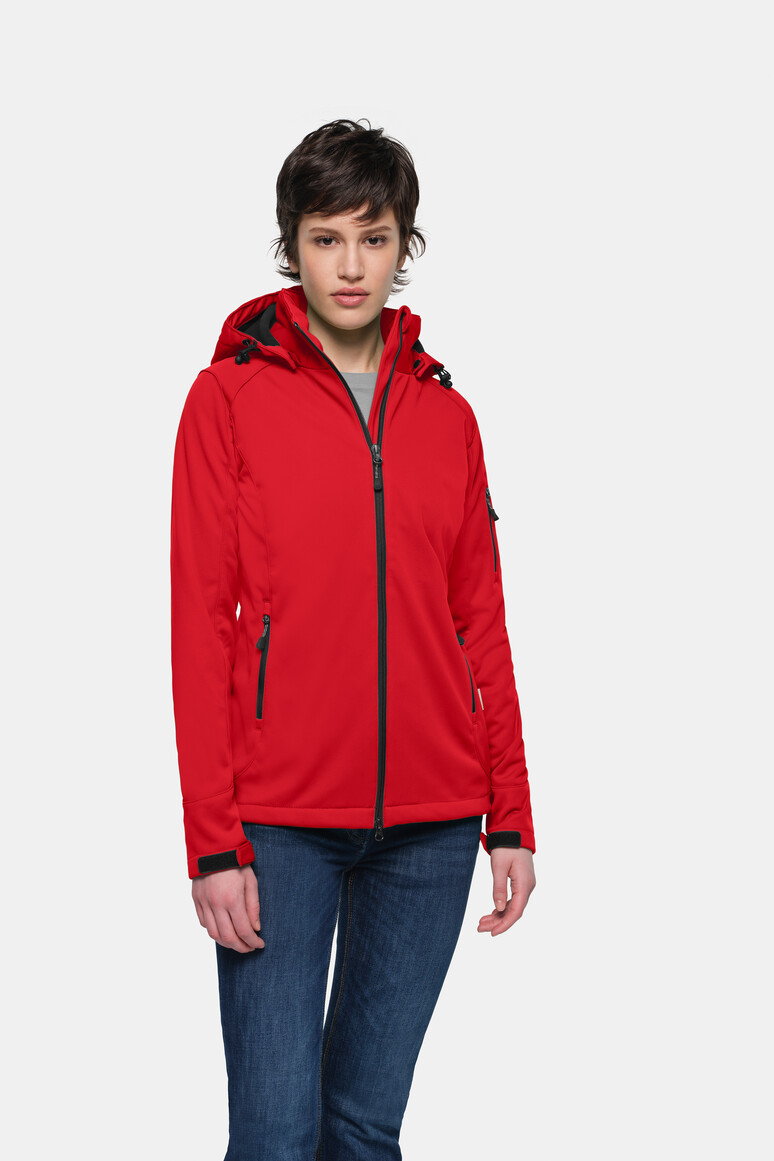 HAKRO 248 Damen Softshelljacke in Rot – Modellansicht