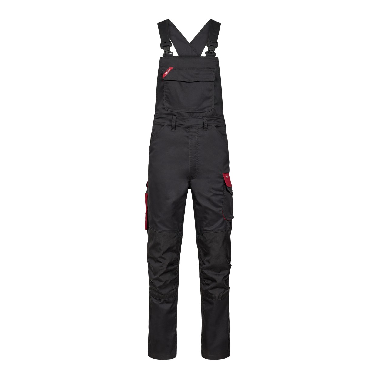 ENGEL Galaxy 3809-255 Latzhose mit 2-Wege-Stretch in Anthrazit Grau/Tomato Red – Vorderansicht