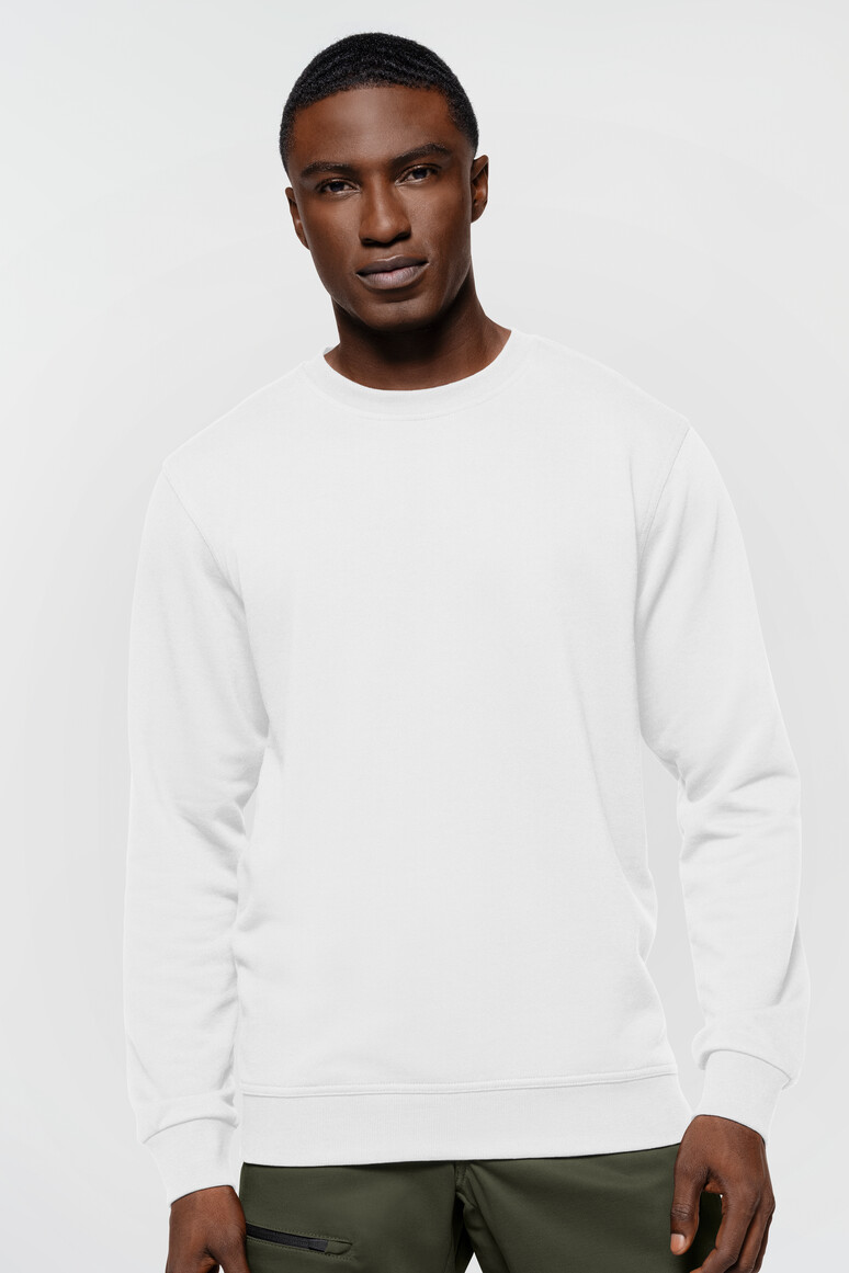 HAKRO 567 Label-Free Sweatshirt Heavy MIKRALINAR® ECO in Weiß – Modellansicht