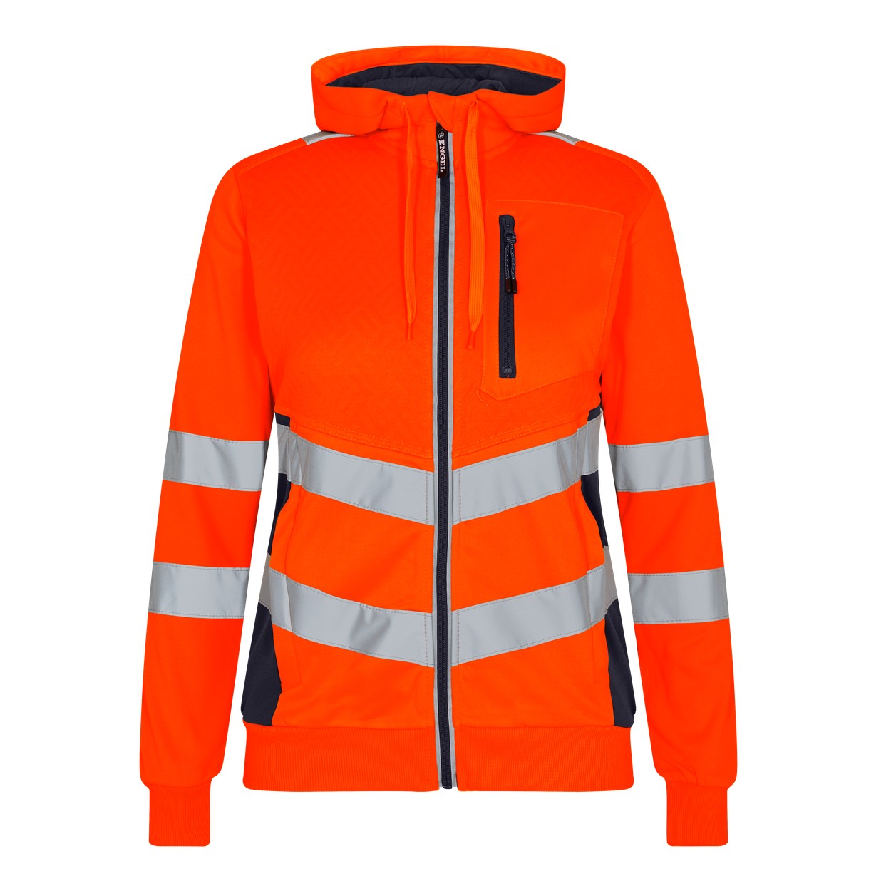 ENGEL Safety 8027-241 Damen Sweatcardigan in Orange/Blue Ink – Vorderansicht