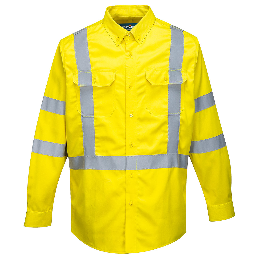 Portwest Bizflame 88/12 Hi-Vis FR Shirt in Gelb – Vorderansicht