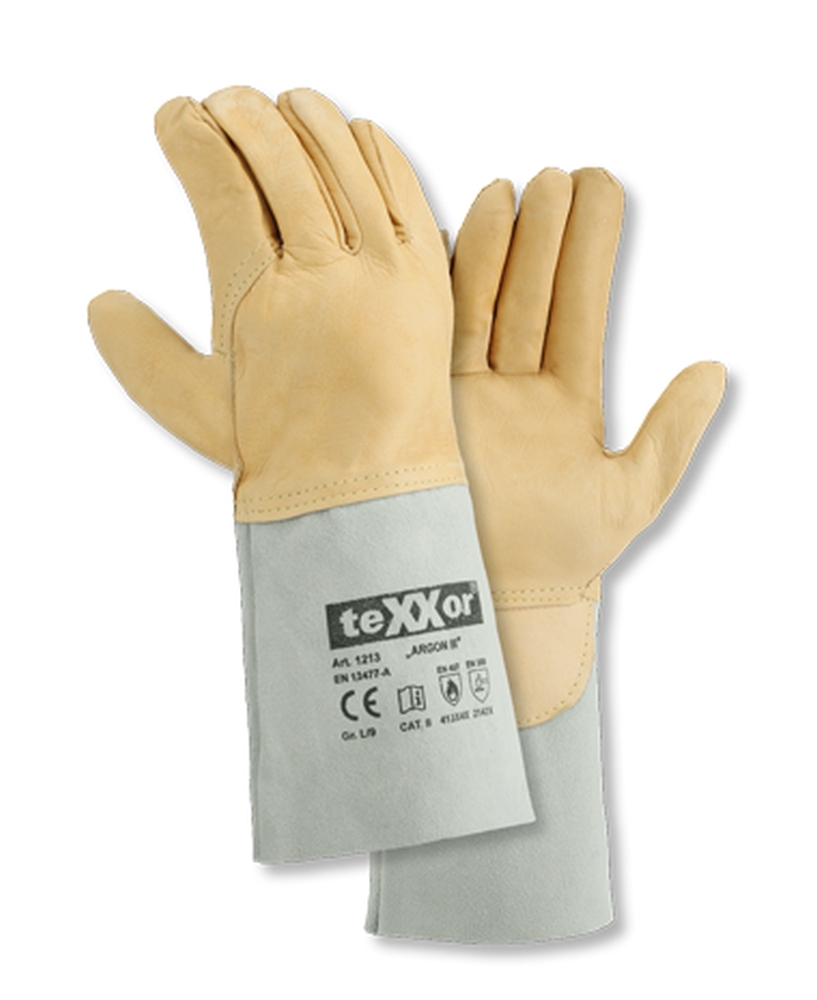 teXXor® Schweißerhandschuhe ARGON III in Beige – Vorderansicht