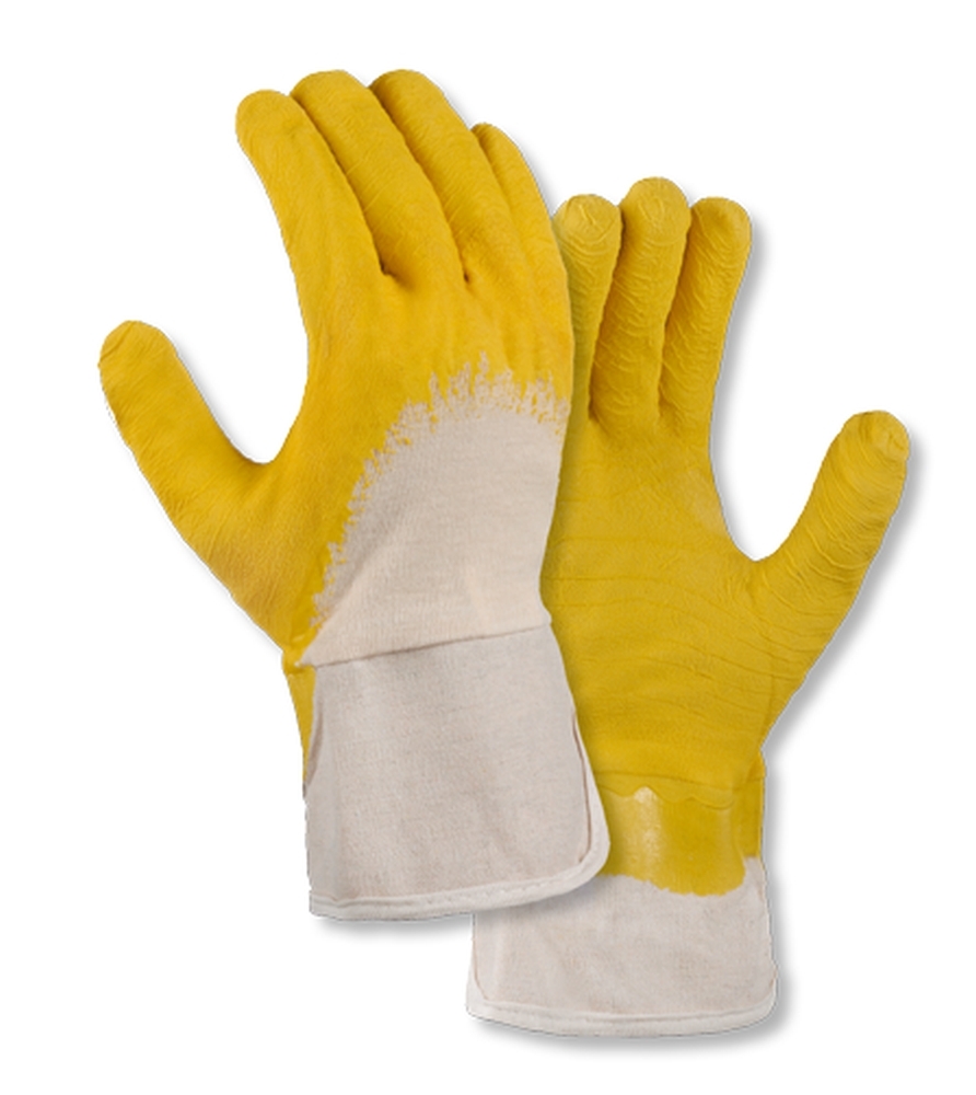 teXXor® Universalhandschuhe LATEXBESCHICHTET in Natur/Gelb – Vorderansicht